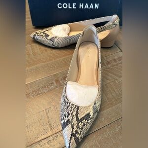 Cole Haan Leather Marcey Skimmer Flat Heel Snake Skin Embossed NWT